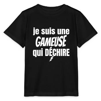 gameuse qui déchire - T-shirt bio MINI CREATOR Stanley/Stella Enfant - noir - Devant - Mikhail (115cm)