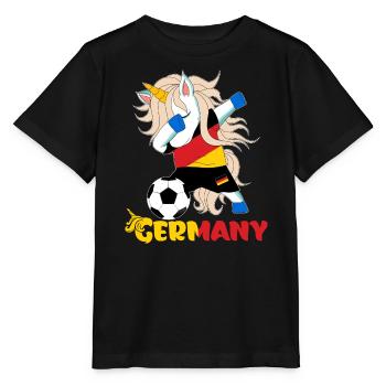 Dabbing Unicorn Supporter Team Deutschland - Stanley/Stella Kinder T-Shirt MINI CREATOR  - Schwarz - Vorne - Mikhail (115cm)