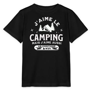 J aime le camping mais j aime aussi la WIFI - T-shirt bio MINI CREATOR Stanley/Stella Enfant - noir - Devant - Mikhail (115cm)