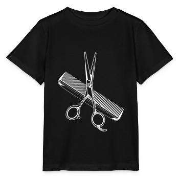 icône de coiffeur peigne ciseaux - T-shirt bio MINI CREATOR Stanley/Stella Enfant - noir - Devant - Mikhail (115cm)