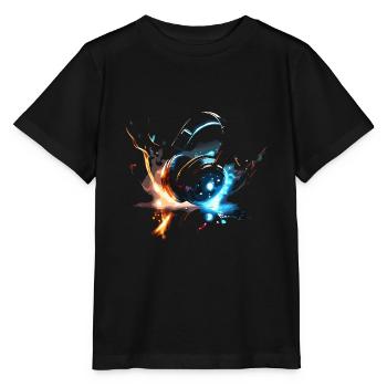 Headphones Glowing Space Design - Stanley/Stella Kinder T-Shirt MINI CREATOR  - Schwarz - Vorne - Mikhail (115cm)