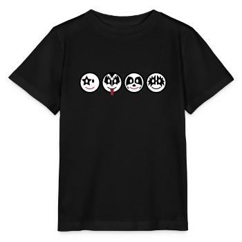 Smiley Kiss Icons (horizontal) 3c - T-shirt bio MINI CREATOR Stanley/Stella Enfant - noir - Devant - Mikhail (115cm)