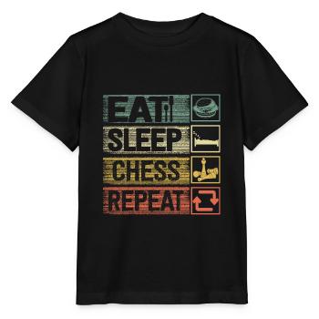 Eat Sleep Chess Repeat Funny Chess Player - Stanley/Stella Kinder T-Shirt MINI CREATOR  - Schwarz - Vorne - Mikhail (115cm)