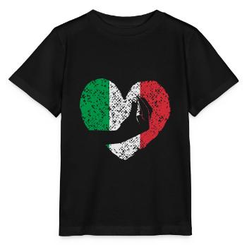 Italien .Typische Italienische Handgeste mit Herz. - Stanley/Stella Kinder T-Shirt MINI CREATOR  - Schwarz - Vorne - Mikhail (115cm)