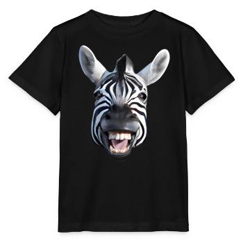 Broadly grinning zebra - Stanley/Stella MINI CREATOR Kids’ T-Shirt - black - Front - Mikhail (115cm)
