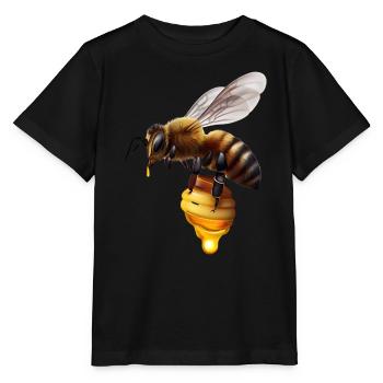 Abeille en nid d’abeille - T-shirt bio MINI CREATOR Stanley/Stella Enfant - noir - Devant - Mikhail (115cm)