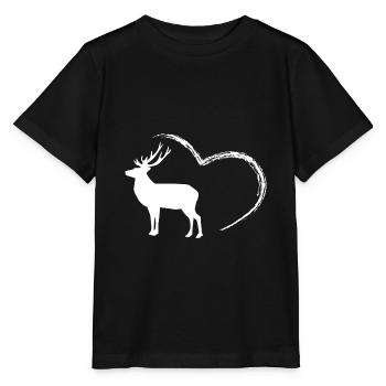 Hirsch - Deer - Protection de la nature - Protection des animaux - Coeur - T-shirt bio MINI CREATOR Stanley/Stella Enfant - noir - Devant - Mikhail (115cm)