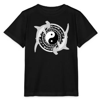 Yin Yang Hammerhaie - Stanley/Stella Kinder T-Shirt MINI CREATOR  - Schwarz - Vorne - Mikhail (115cm)