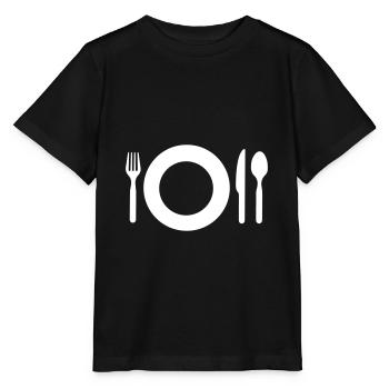 Messer und Gabel - Mahlzeit Essen Trinken - Stanley/Stella Kinder T-Shirt MINI CREATOR  - Schwarz - Vorne - Mikhail (115cm)