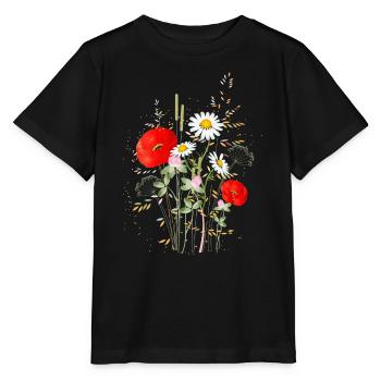 belle prairie d’été fleurie avec des coquelicots - T-shirt bio MINI CREATOR Stanley/Stella Enfant - noir - Devant - Mikhail (115cm)