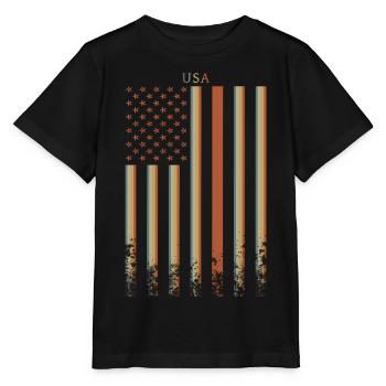 USA Flagge Retro - Stanley/Stella Kinder T-Shirt MINI CREATOR  - Schwarz - Vorne - Mikhail (115cm)