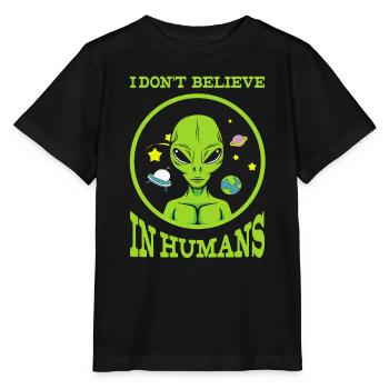 UFO, fliegende Untertasse, UFO - Stanley/Stella Kinder T-Shirt MINI CREATOR  - Schwarz - Vorne - Mikhail (115cm)