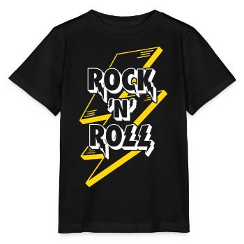Rock'N'Roll Text Logo With Lightning - Stanley/Stella MINI CREATOR Kids’ T-Shirt - black - Front - Mikhail (115cm)