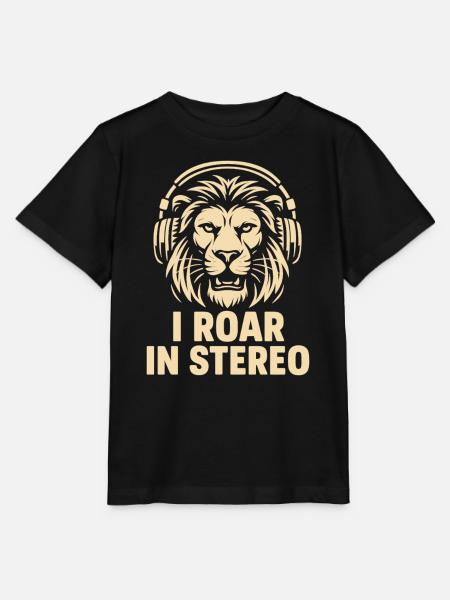 Löwenkopf mit Kopfhörern - Stanley/Stella Kinder T-Shirt MINI CREATOR - Schwarz