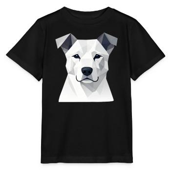 Portrait de chien géométrique - T-shirt bio MINI CREATOR Stanley/Stella Enfant - noir - Devant - Mikhail (115cm)