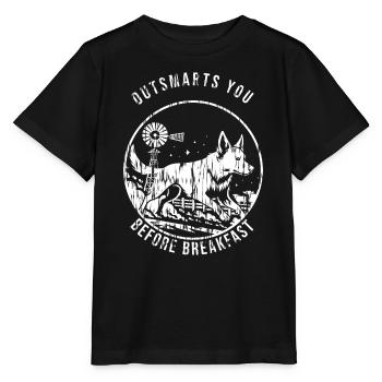 Australian Cattle Dog - Outsmarts You Before Break - Stanley/Stella Kinder T-Shirt MINI CREATOR  - Schwarz - Vorne - Mikhail (115cm)