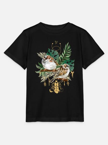 Tropische Blume Vogel Sommer Geschenk Meditation - Stanley/Stella Kinder T-Shirt MINI CREATOR - Schwarz