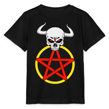 Satan satanique diable Pentagramme Cornes horreur - T-shirt bio MINI CREATOR Stanley/Stella Enfant - noir - Devant - Mikhail (115cm)
