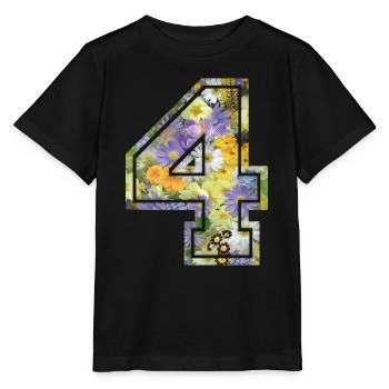 Numero 4 fleur, Équipe Foot, basket université - T-shirt bio MINI CREATOR Stanley/Stella Enfant - noir - Devant - Mikhail (115cm)