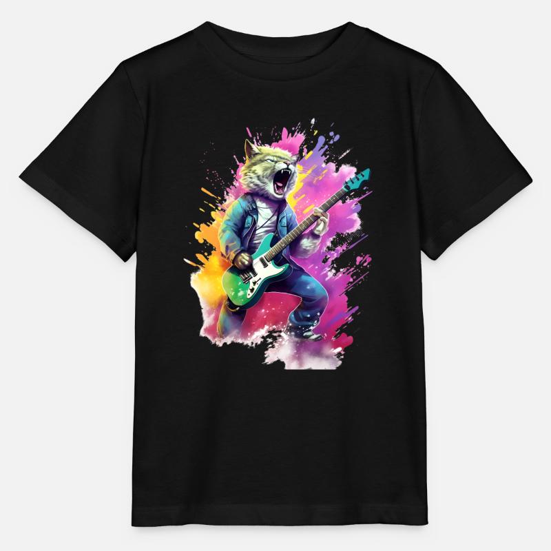 Basse jouant du chat - T-shirt bio MINI CREATOR Stanley/Stella Enfant - noir