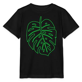 Monstera leaf - Stanley/Stella MINI CREATOR Kids’ T-Shirt - black - Front - Mikhail (115cm)