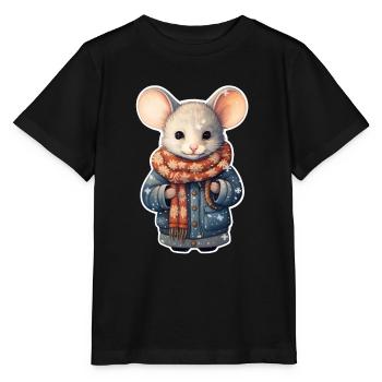 Süße Wintermaus - Stanley/Stella Kinder T-Shirt MINI CREATOR  - Schwarz - Vorne - Mikhail (115cm)