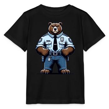 Cute Bear Police Officer - Stanley/Stella Kinder T-Shirt MINI CREATOR  - Schwarz - Vorne - Mikhail (115cm)