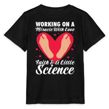 Working on a miracle with love faith and a little - Stanley/Stella MINI CREATOR Kids’ T-Shirt - black - Front - Mikhail (115cm)