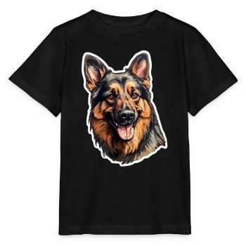 German Shepherd Artistic - Stanley/Stella MINI CREATOR Kids’ T-Shirt - black - Front - Mikhail (115cm)