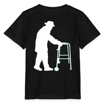 Rentner Opa Großvater Alt Opi Gehhilfe Hut Mantel - Stanley/Stella Kinder T-Shirt MINI CREATOR  - Schwarz - Vorne - Mikhail (115cm)