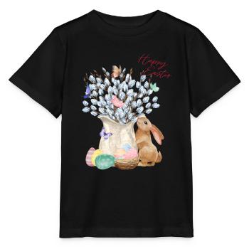 Joyeuses Pâques - Saule aux œufs de Pâques - T-shirt bio MINI CREATOR Stanley/Stella Enfant - noir - Devant - Mikhail (115cm)