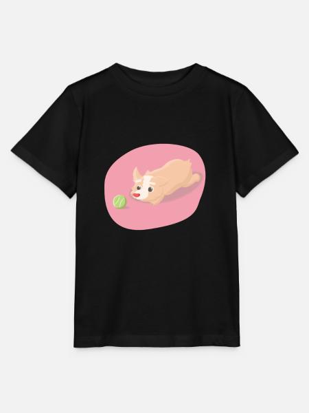 Hund mit Spielball - Stanley/Stella Kinder T-Shirt MINI CREATOR - Schwarz