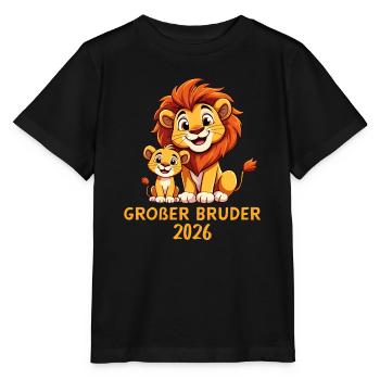 Lustige Löwen Verkündung großer Bruder 2026 Jungen - Stanley/Stella Kinder T-Shirt MINI CREATOR  - Schwarz - Vorne - Mikhail (115cm)