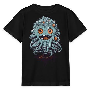 Cute tentacle monster on Halloween - Stanley/Stella MINI CREATOR Kids’ T-Shirt - black - Front - Mikhail (115cm)