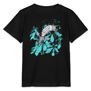 Dachshund with turquoise leaves - Stanley/Stella MINI CREATOR Kids’ T-Shirt - black - Front - Mikhail (115cm)