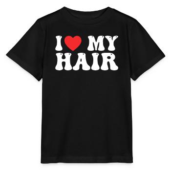 I Love My Hair - J'aime Mes Cheveux - T-shirt bio MINI CREATOR Stanley/Stella Enfant - noir - Devant - Mikhail (115cm)