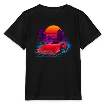 80s Synthwave Retro Car - Stanley/Stella Kinder T-Shirt MINI CREATOR  - Schwarz - Vorne - Mikhail (115cm)