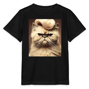 Perserkatze Negan als Rockabilly - Stanley/Stella Kinder T-Shirt MINI CREATOR  - Schwarz - Vorne - Mikhail (115cm)