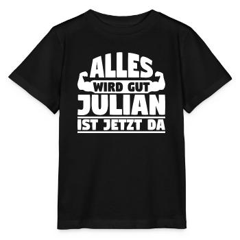 Alles wird gut Julian ist jetzt da - Stanley/Stella Kinder T-Shirt MINI CREATOR  - Schwarz - Vorne - Mikhail (115cm)
