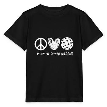 Peace Love Pickleball player gift - Stanley/Stella MINI CREATOR Kids’ T-Shirt - black - Front - Mikhail (115cm)