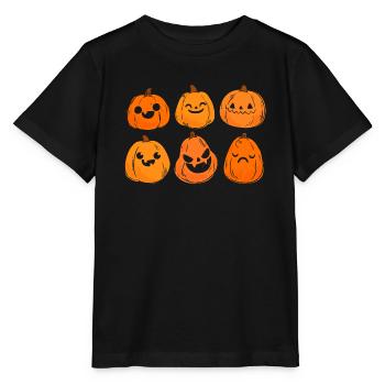 Jack O Lantern Pumpkin Face Retro Halloween - Stanley/Stella MINI CREATOR Kids’ T-Shirt - black - Front - Mikhail (115cm)