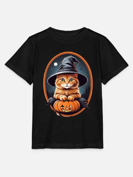 Halloween Katze - Stanley/Stella Kinder T-Shirt MINI CREATOR - Schwarz