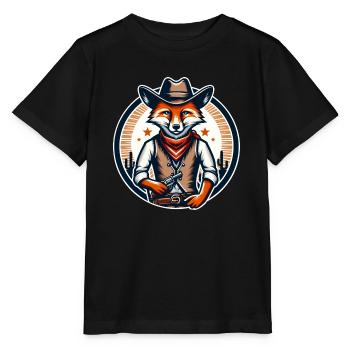 Cowboy Fox Western Rodeo Cowboyhut und Bandana - Stanley/Stella Kinder T-Shirt MINI CREATOR  - Schwarz - Vorne - Mikhail (115cm)