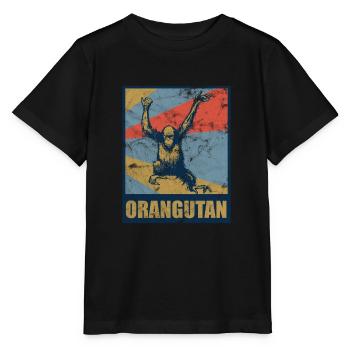 Orang-Utan Retro - Stanley/Stella Kinder T-Shirt MINI CREATOR  - Schwarz - Vorne - Mikhail (115cm)