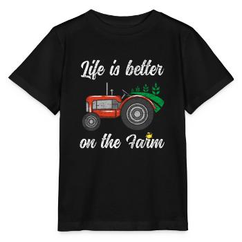 La vie est meilleure à la ferme Drôle de tracteur Poulet - T-shirt bio MINI CREATOR Stanley/Stella Enfant - noir - Devant - Mikhail (115cm)