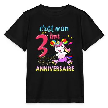 Anniversaire 3 Ans Licorne Pour Petite Fille - T-shirt bio MINI CREATOR Stanley/Stella Enfant - noir - Devant - Mikhail (115cm)