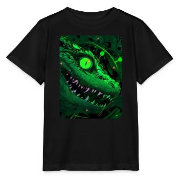Grüne wahnsinnige Eidechse - Stanley/Stella Kinder T-Shirt MINI CREATOR  - Schwarz - Vorne - Mikhail (115cm)