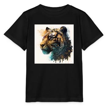 Tigre Glamour sauvage - T-shirt bio MINI CREATOR Stanley/Stella Enfant - noir - Devant - Mikhail (115cm)