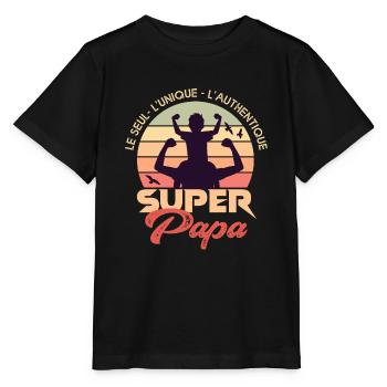 Super papa superpapa cadeau papa fete - T-shirt bio MINI CREATOR Stanley/Stella Enfant - noir - Devant - Mikhail (115cm)