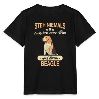 Beagle Hund Hundehalter - Stanley/Stella Kinder T-Shirt MINI CREATOR  - Schwarz - Vorne - Mikhail (115cm)